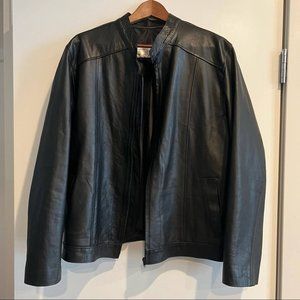 New Mens Black Leather Sleek Moto Style Jacket sz L